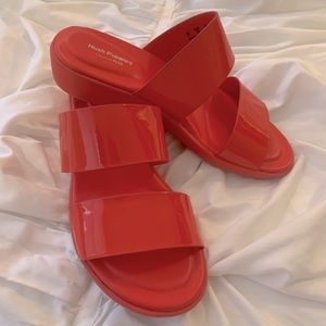 Red strap jelly sandal / slight heel / y2k shoes / 90’s aesthetic sandal